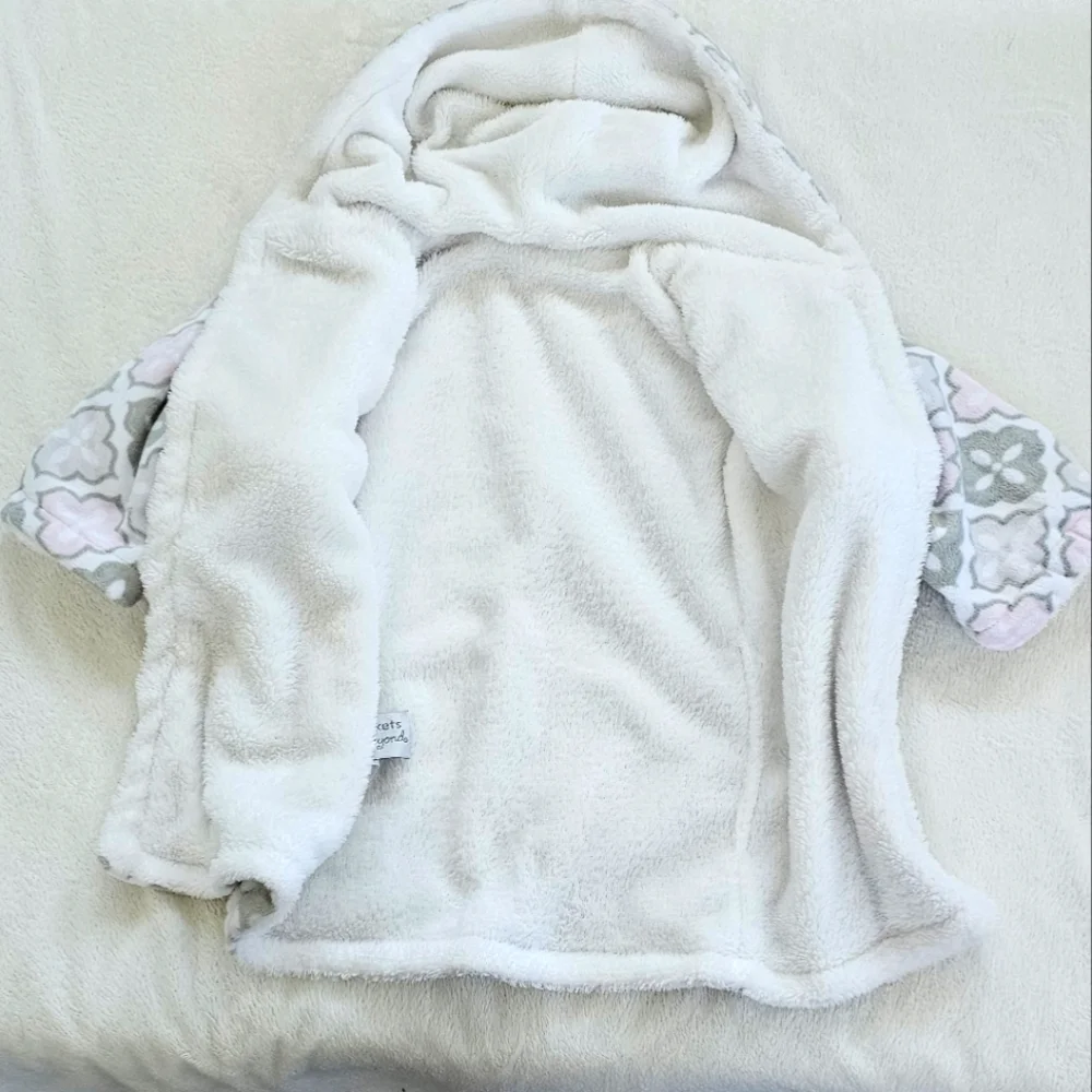 BLANKETS & BEYOND | Baby Girl's Soft Fleece Hooded Robe, Size 6M
